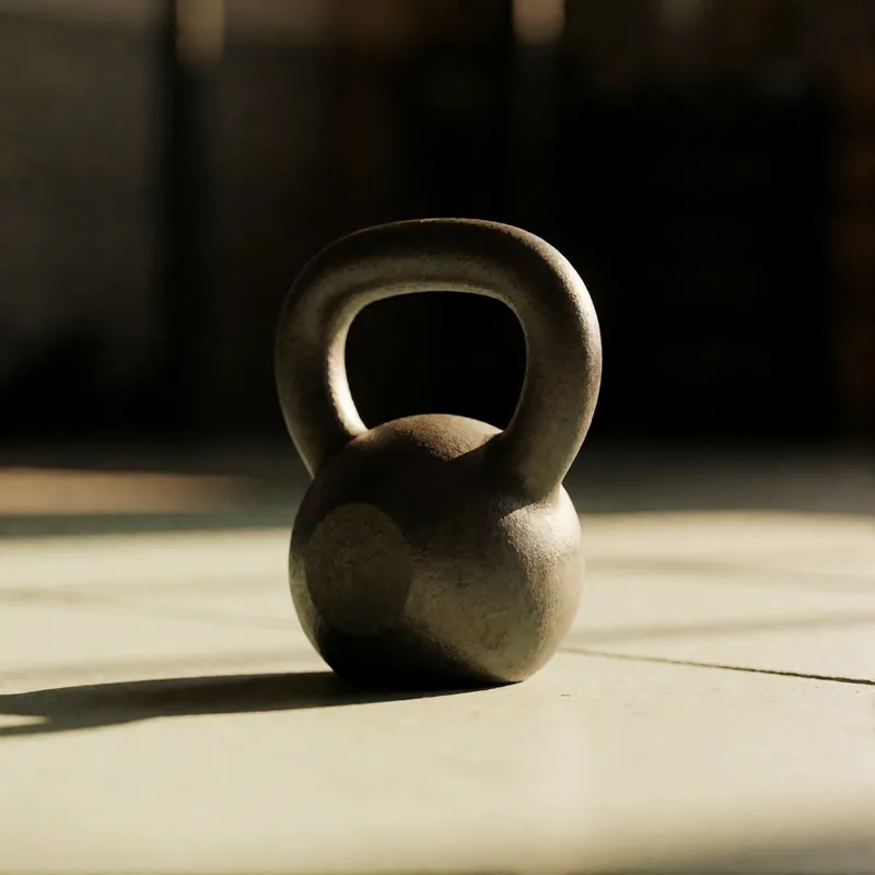 A kettlebell on the gym floor at Woodside Physical Therapy